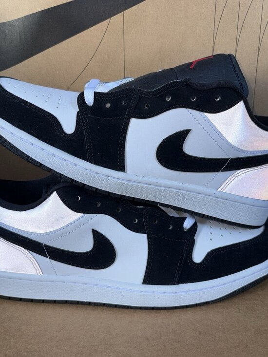 NEW Nike Air Jordan 1 Low SE White Black Matte Silver HF3148-106 Size 10.5 main image 4